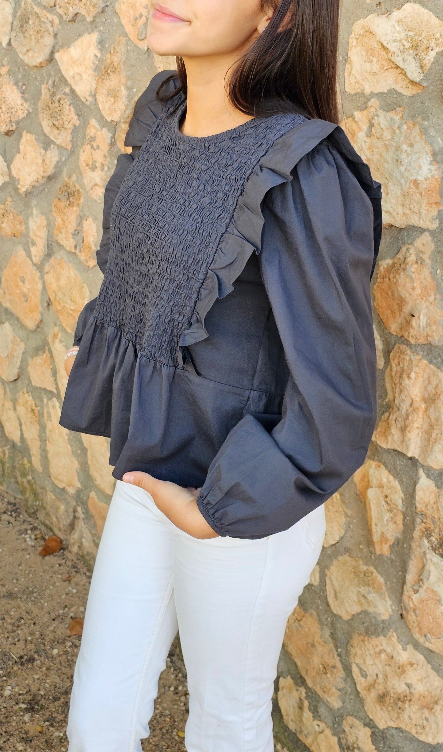 BLUSA TABLAS ANTRACITA