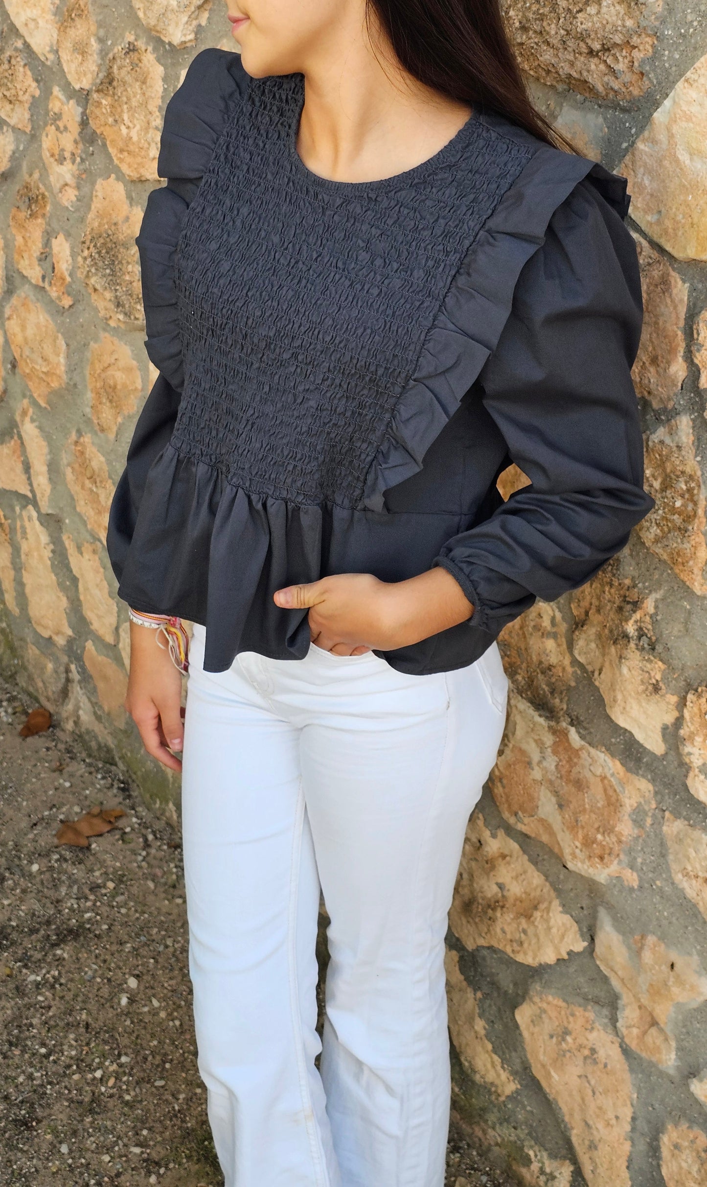 BLUSA TABLAS ANTRACITA