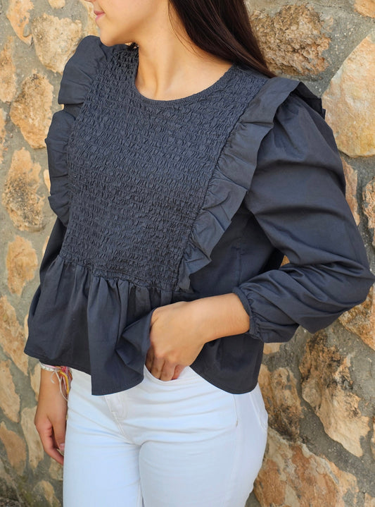 BLUSA TABLAS ANTRACITA
